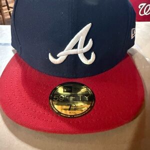 Atlanta Braves New Era Navy and Red Cap with White Logo